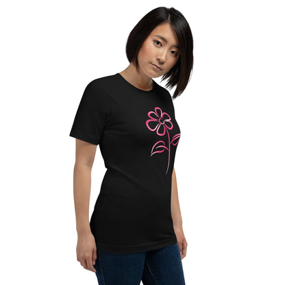 Fuchsia Flower Line Art Graphic Tee - Premium Cotton T-Shirt