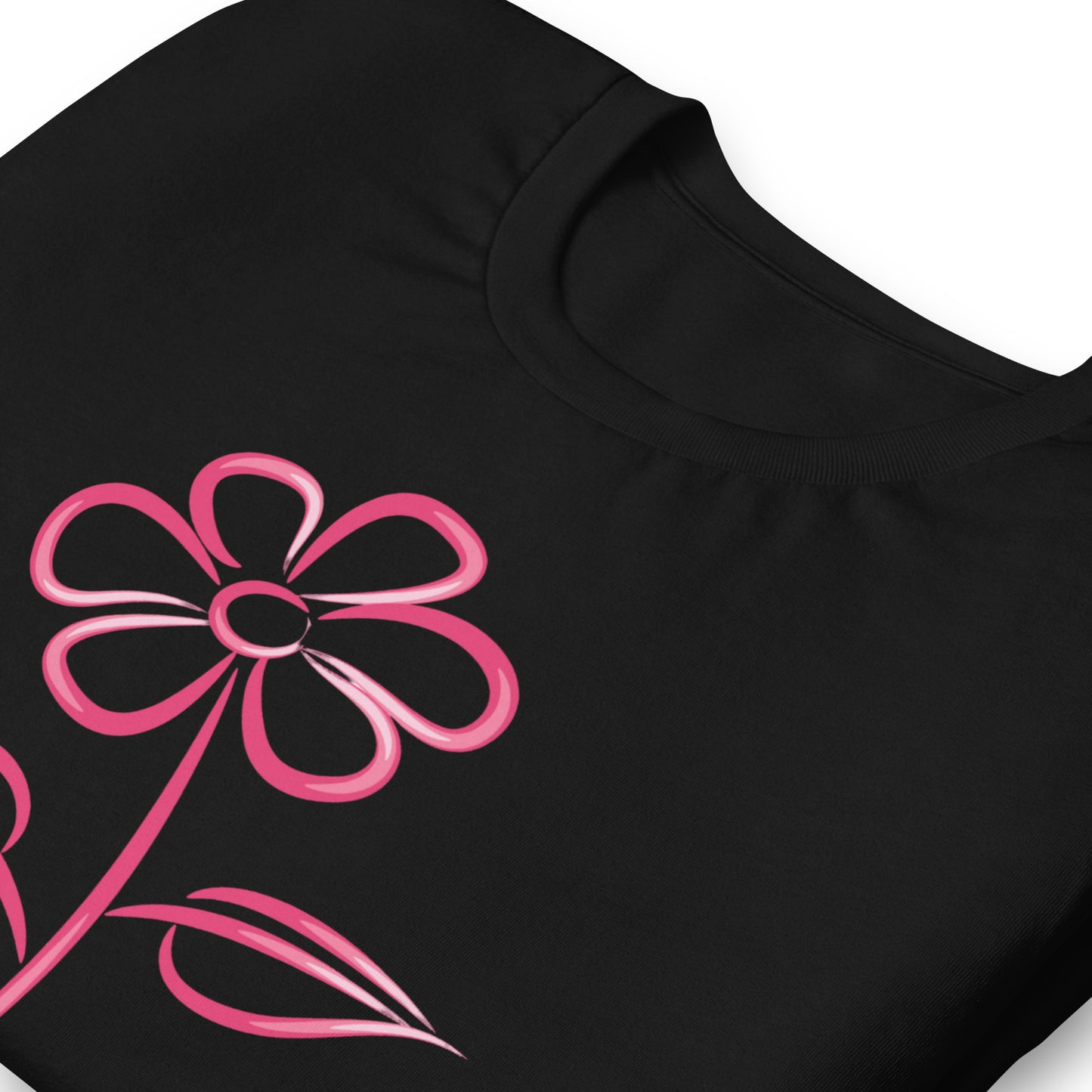 Fuchsia Flower Line Art Graphic Tee - Premium Cotton T-Shirt