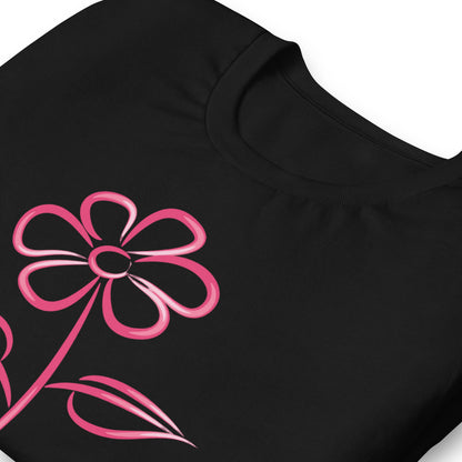 Fuchsia Flower Line Art Graphic Tee - Premium Cotton T-Shirt