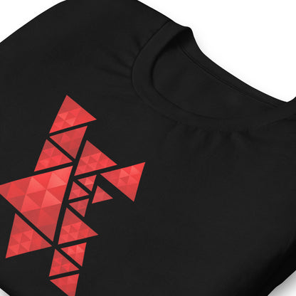 Geometric Red Triangles Graphic Tee - Abstract Mosaic Art T-Shirt