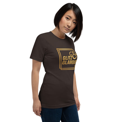 Elyx "Glitz & Glamour" Gold Minimalist Aesthetic Women Graphic Tee