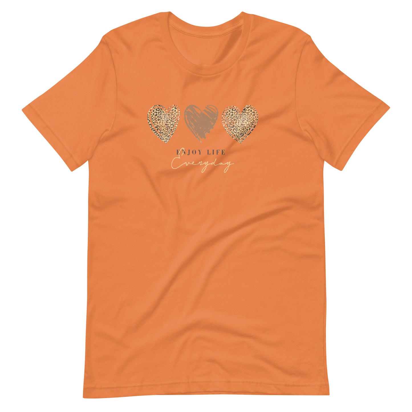 Leopard Heart Graphic Tee - Enjoy Life Everyday Aesthetic Boho T-Shirt - Cozy  Top
