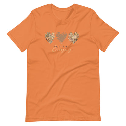 Leopard Heart Graphic Tee - Enjoy Life Everyday Aesthetic Boho T-Shirt - Cozy  Top
