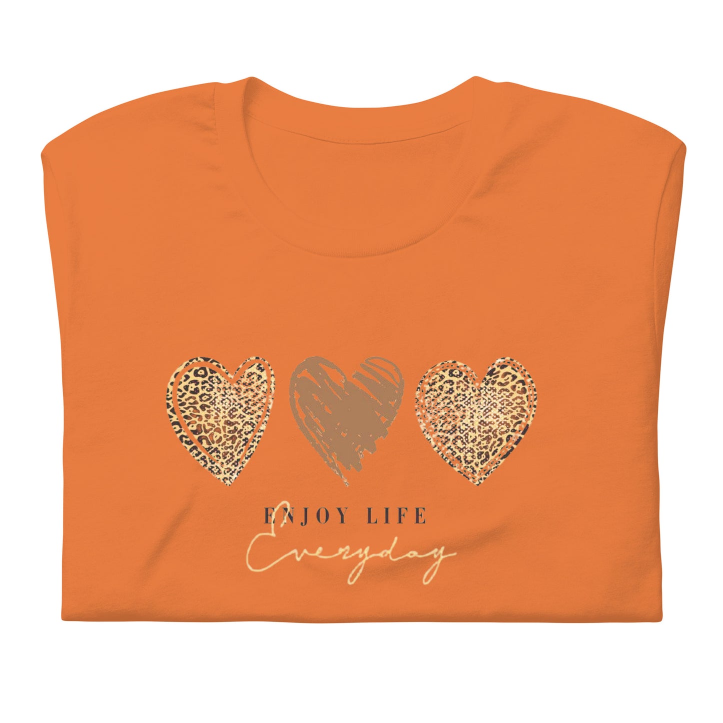 Leopard Heart Graphic Tee - Enjoy Life Everyday Aesthetic Boho T-Shirt - Cozy  Top