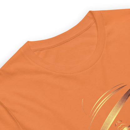 Minimalist Gold Line Art Elegant Woman T-Shirt - Mysterious Lady in Hat Graphic Tee