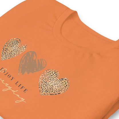 Leopard Heart Graphic Tee - Enjoy Life Everyday Aesthetic Boho T-Shirt - Cozy  Top