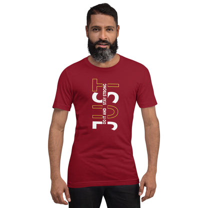 Stay Strong Vertical Typographic Tee - Modern Minimalist Urban Streetwear T-Shirt