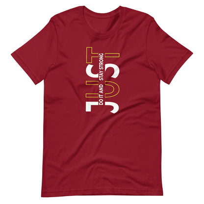 Stay Strong Vertical Typographic Tee - Modern Minimalist Urban Streetwear T-Shirt