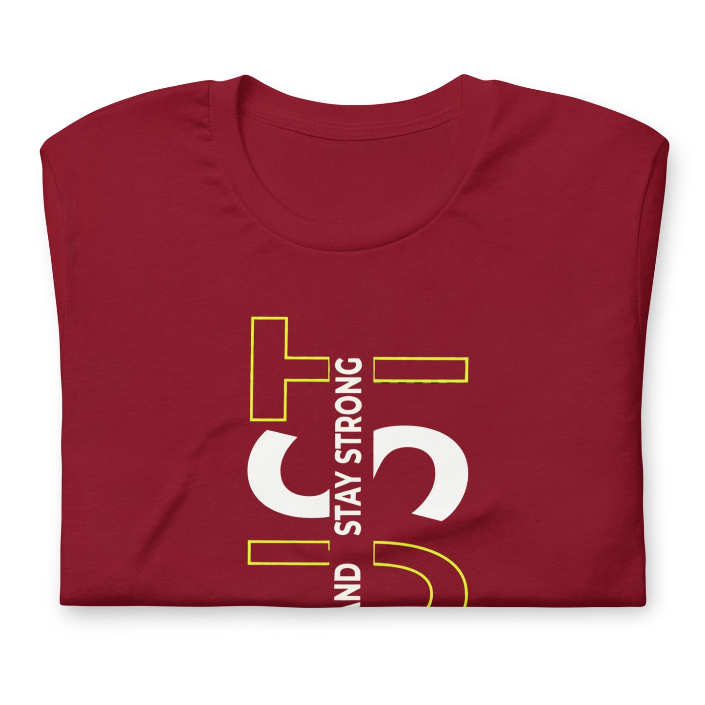 Stay Strong Vertical Typographic Tee - Modern Minimalist Urban Streetwear T-Shirt