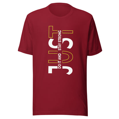 Stay Strong Vertical Typographic Tee - Modern Minimalist Urban Streetwear T-Shirt