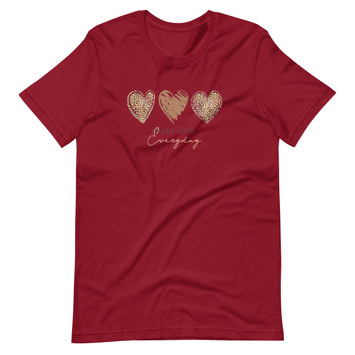 Leopard Heart Graphic Tee - Enjoy Life Everyday Aesthetic Boho T-Shirt - Cozy  Top