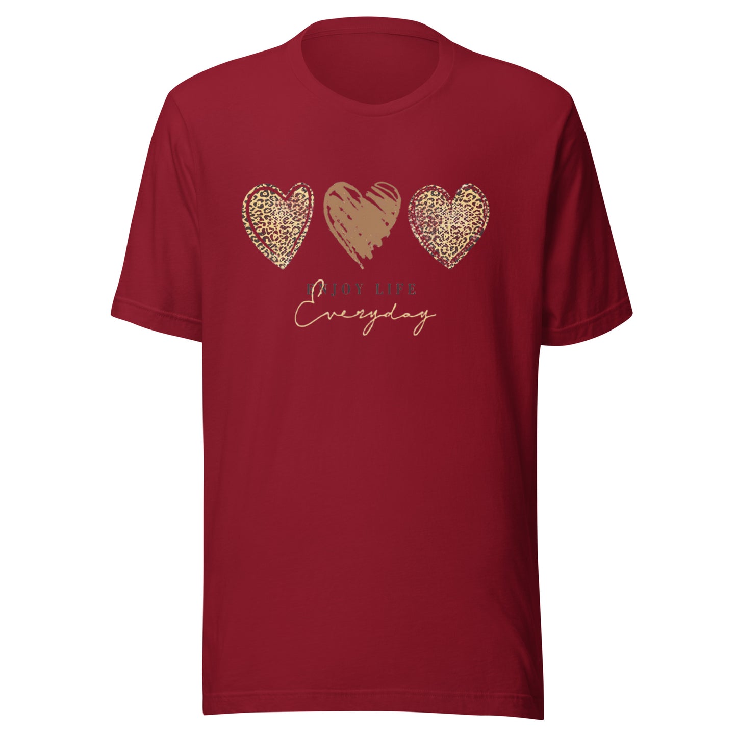 Leopard Heart Graphic Tee - Enjoy Life Everyday Aesthetic Boho T-Shirt - Cozy  Top