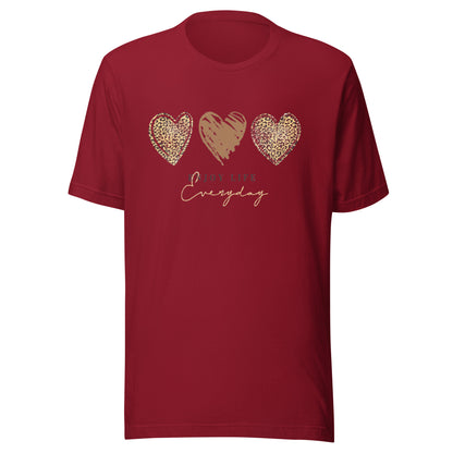 Leopard Heart Graphic Tee - Enjoy Life Everyday Aesthetic Boho T-Shirt - Cozy  Top