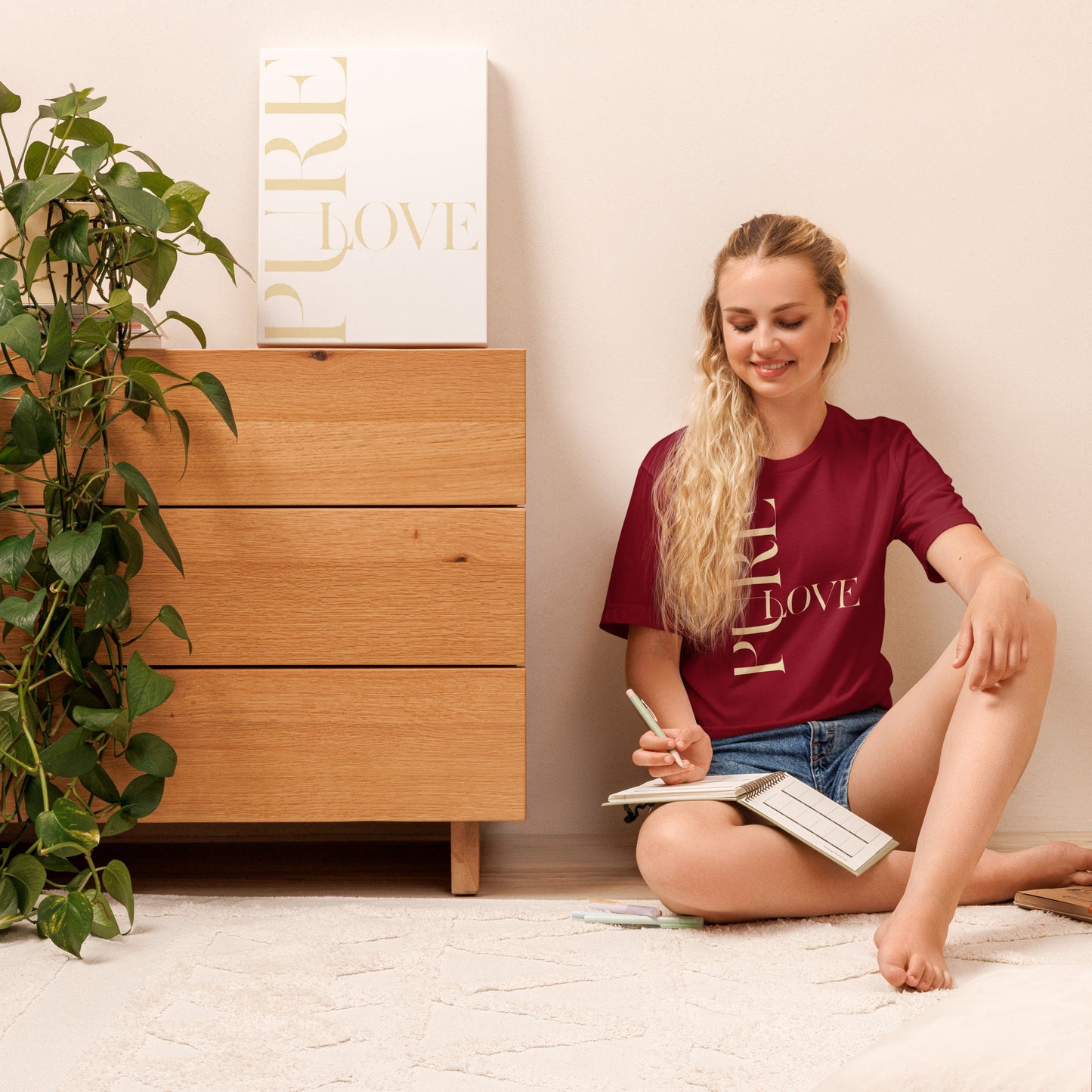 "Pure Love" Modern Typography Shirt – Premium Aesthetic Graphic Tee