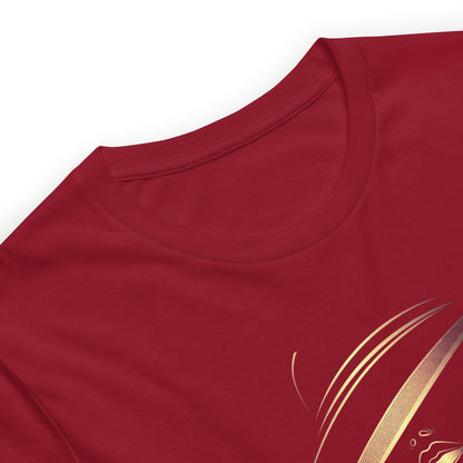 Minimalist Gold Line Art Elegant Woman T-Shirt - Mysterious Lady in Hat Graphic Tee