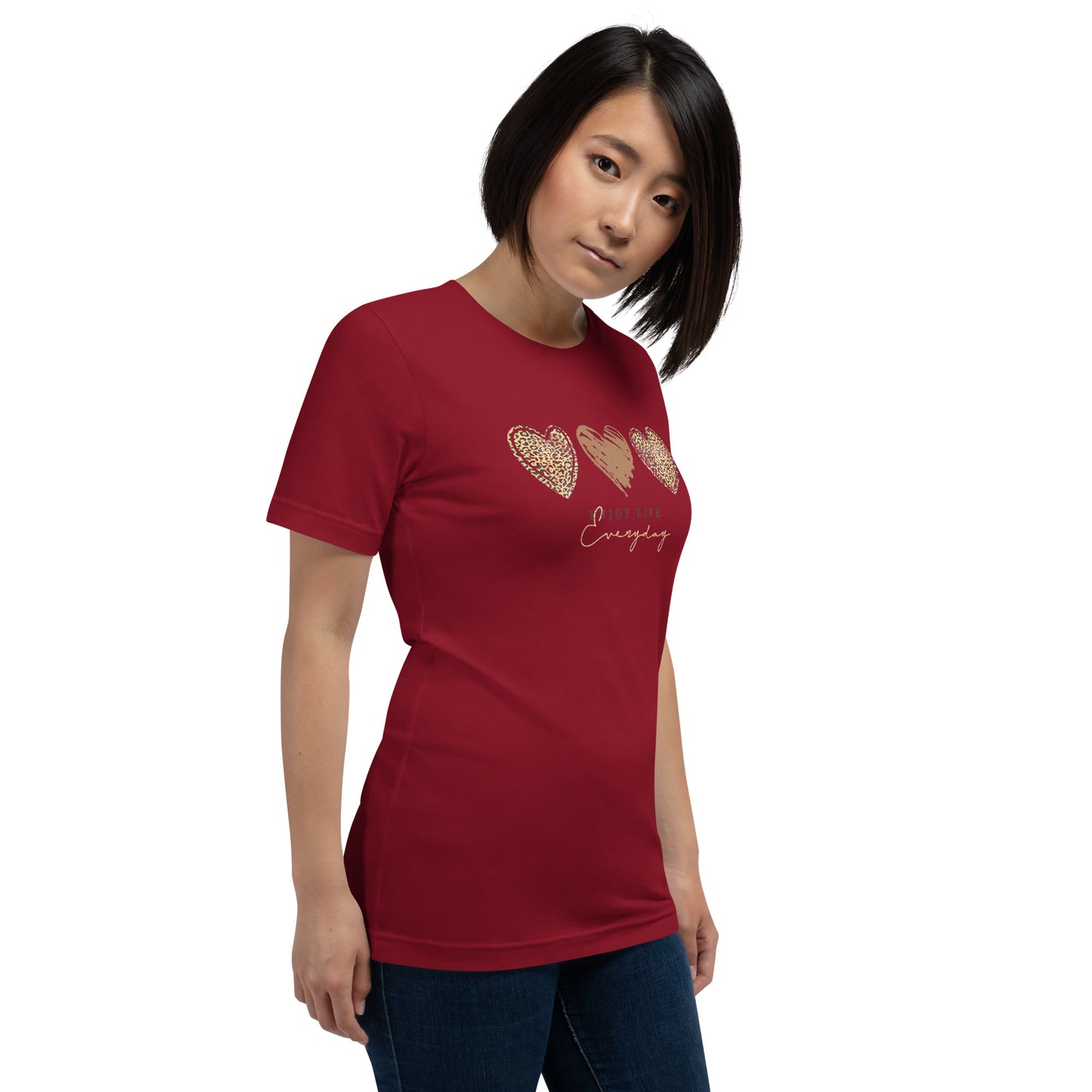 Leopard Heart Graphic Tee - Enjoy Life Everyday Aesthetic Boho T-Shirt - Cozy  Top