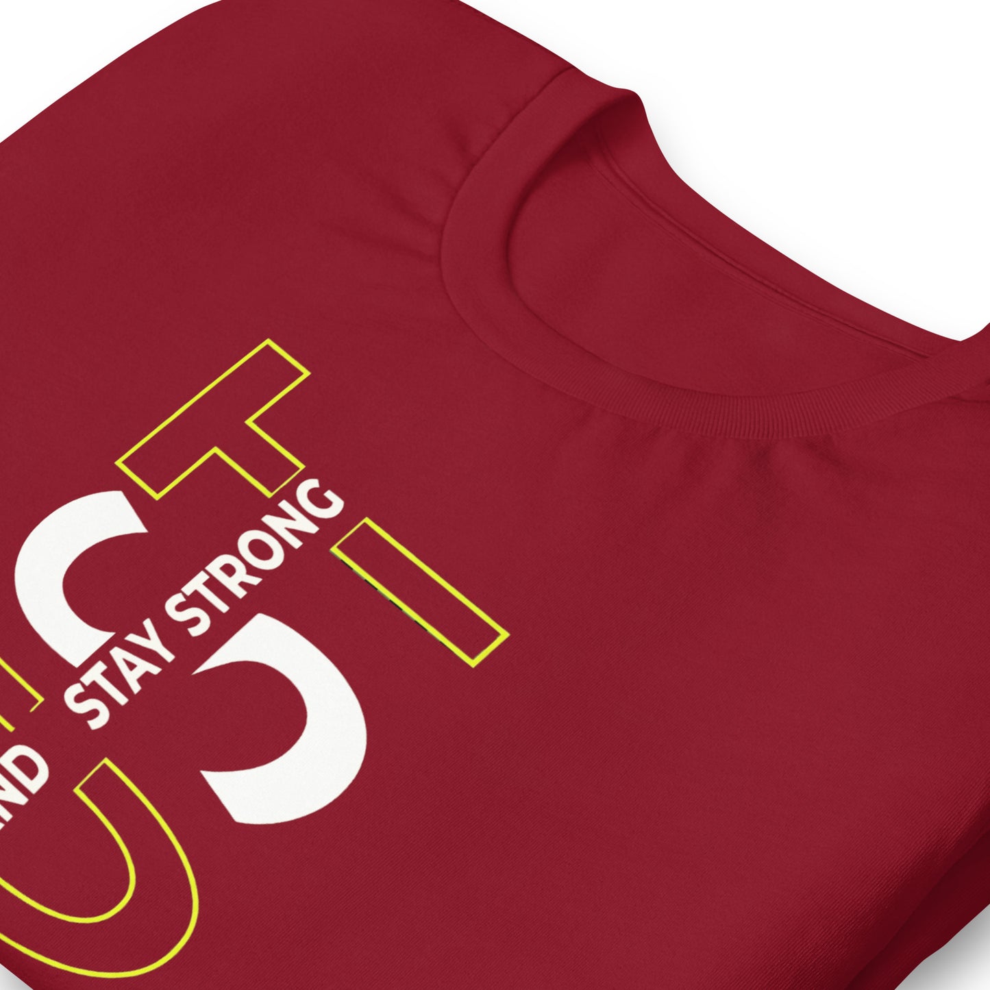 Stay Strong Vertical Typographic Tee - Modern Minimalist Urban Streetwear T-Shirt