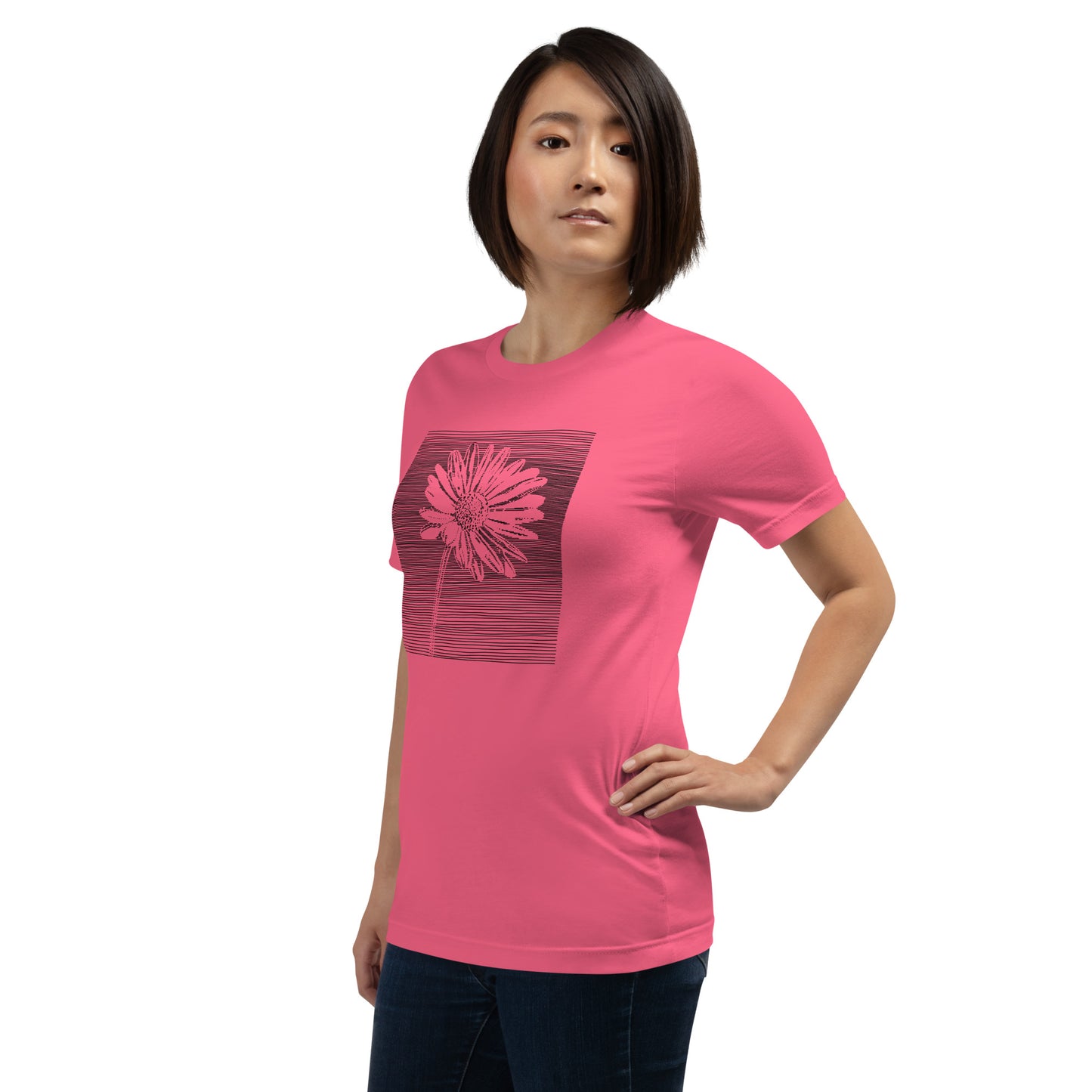 Elyx Minimalist Daisy Line Art Woman Graphic Tee