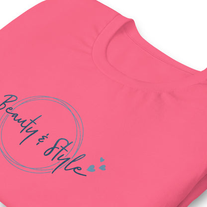 Elyx "Beauty & Style" Elegant Graphic Tee - Minimalist Script Design for Women