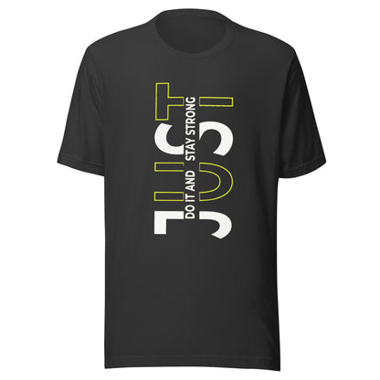 Stay Strong Vertical Typographic Tee - Modern Minimalist Urban Streetwear T-Shirt