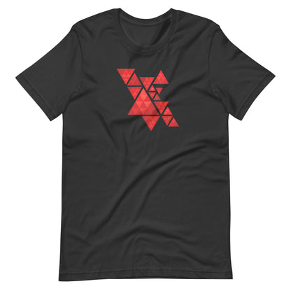 Geometric Red Triangles Graphic Tee - Abstract Mosaic Art T-Shirt