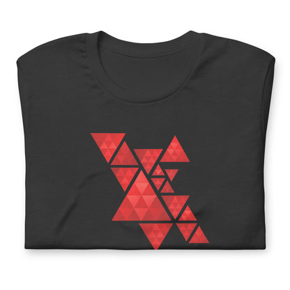 Geometric Red Triangles Graphic Tee - Abstract Mosaic Art T-Shirt