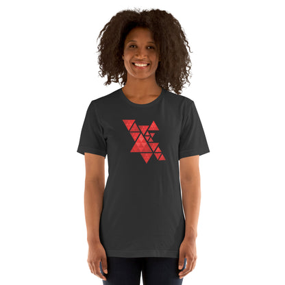 Geometric Red Triangles Graphic Tee - Abstract Mosaic Art T-Shirt
