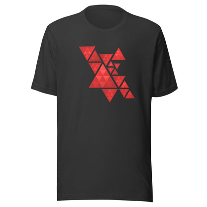 Geometric Red Triangles Graphic Tee - Abstract Mosaic Art T-Shirt