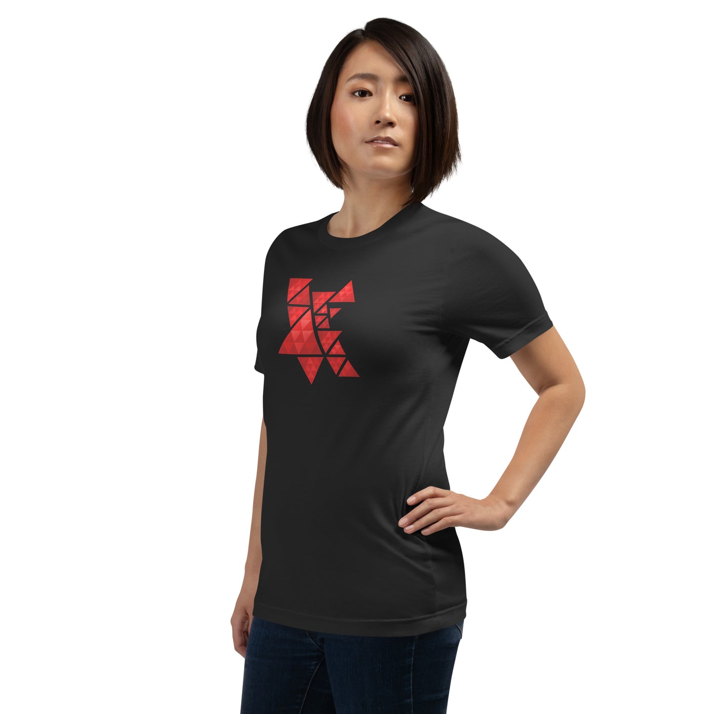Geometric Red Triangles Graphic Tee - Abstract Mosaic Art T-Shirt