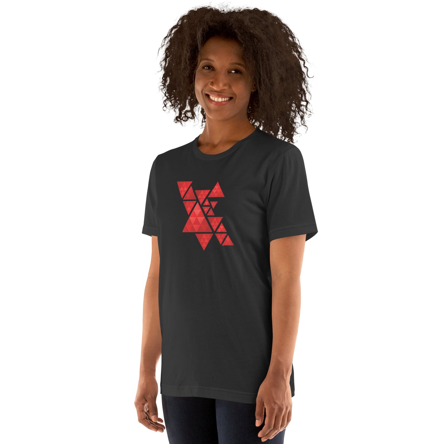Geometric Red Triangles Graphic Tee - Abstract Mosaic Art T-Shirt
