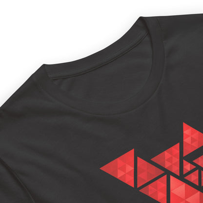 Geometric Red Triangles Graphic Tee - Abstract Mosaic Art T-Shirt