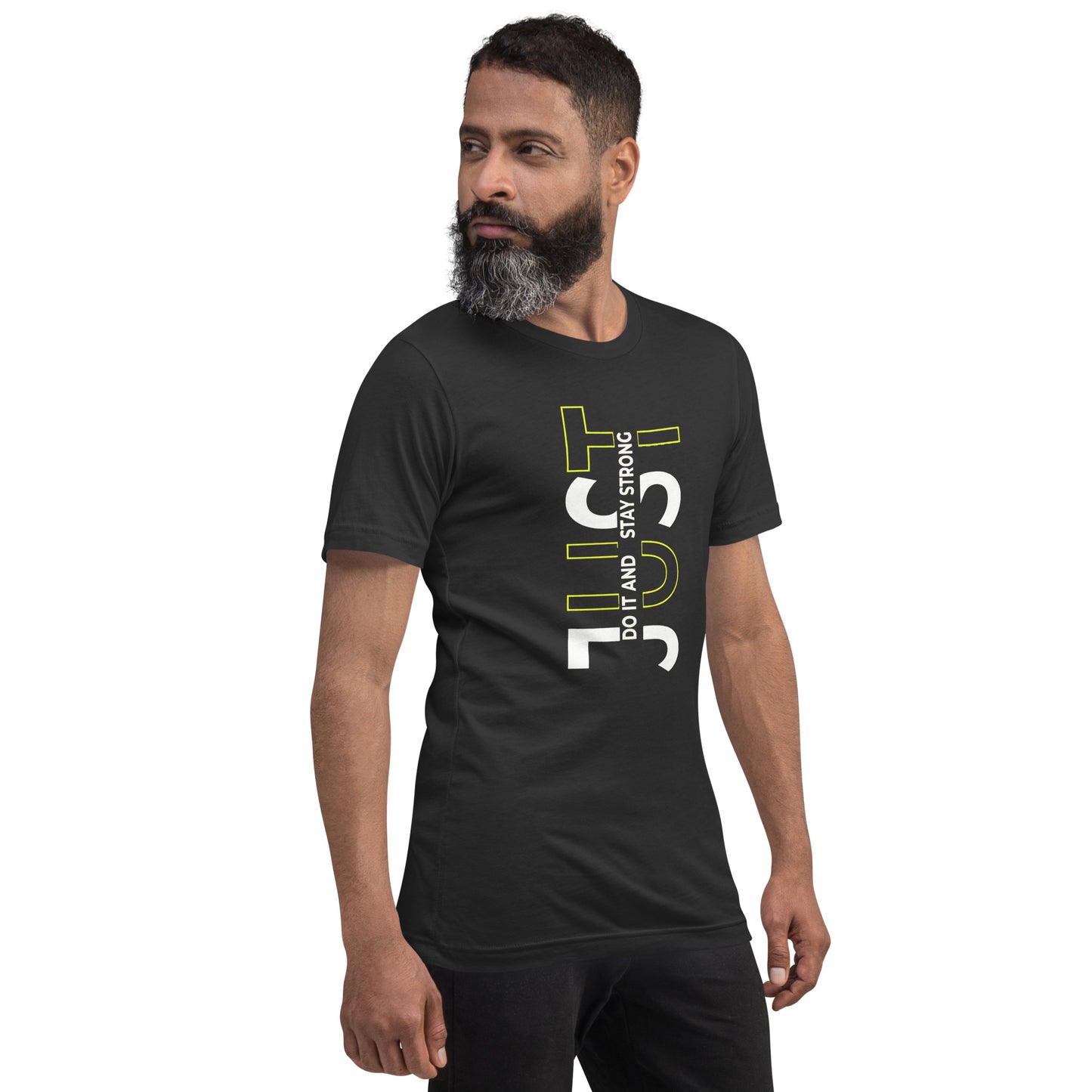 Stay Strong Vertical Typographic Tee - Modern Minimalist Urban Streetwear T-Shirt