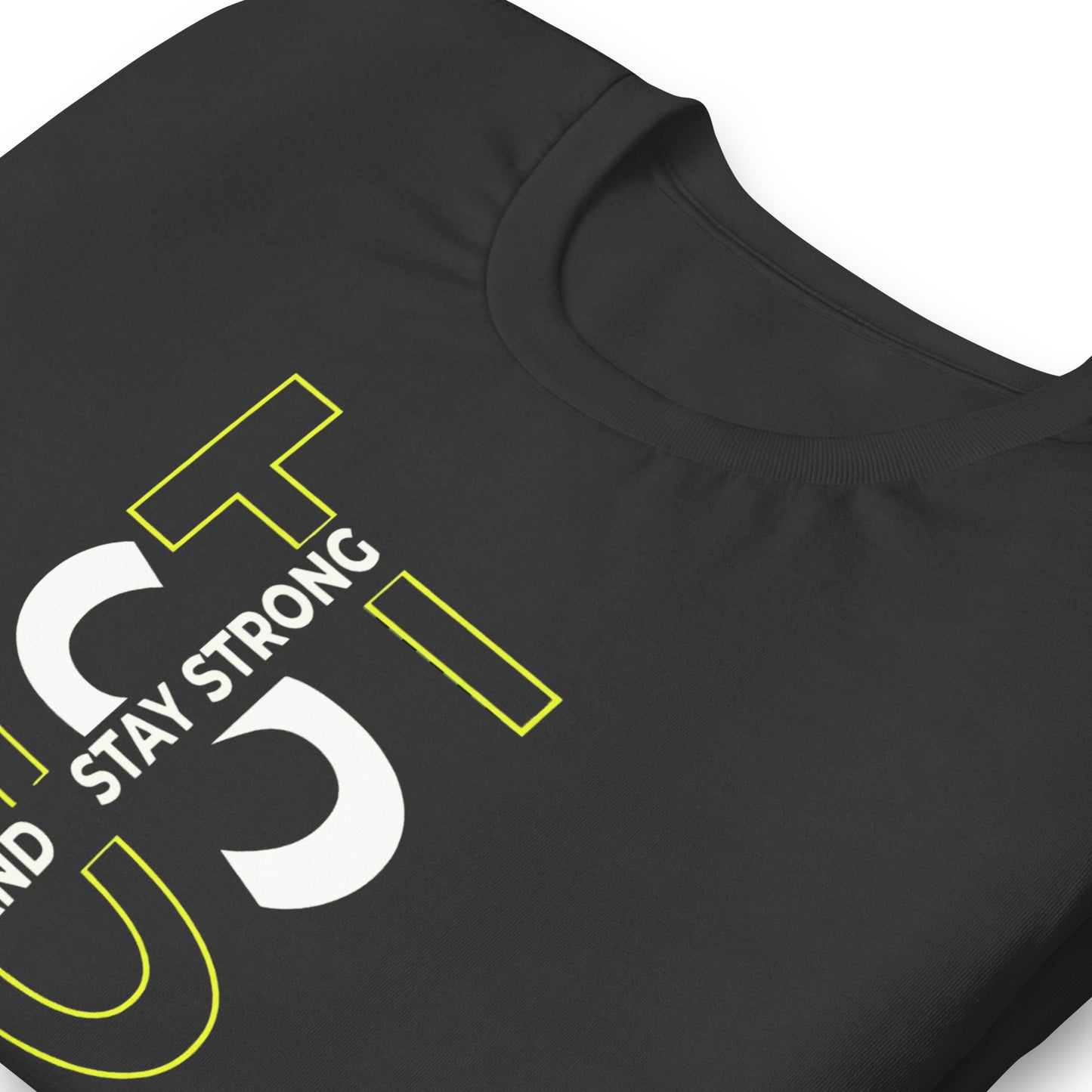 Stay Strong Vertical Typographic Tee - Modern Minimalist Urban Streetwear T-Shirt