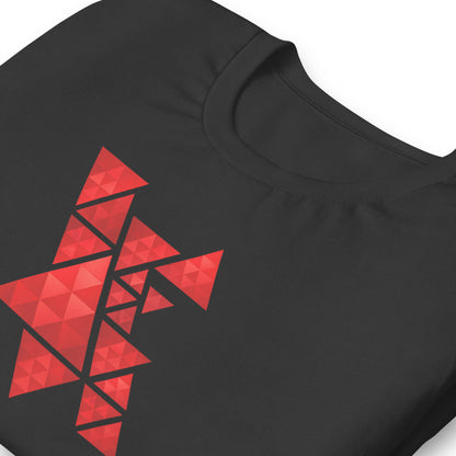 Geometric Red Triangles Graphic Tee - Abstract Mosaic Art T-Shirt