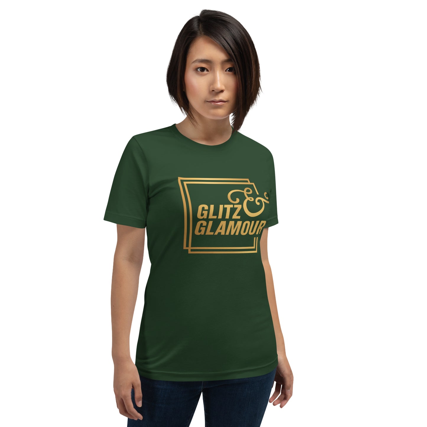 Elyx "Glitz & Glamour" Gold Minimalist Aesthetic Women Graphic Tee