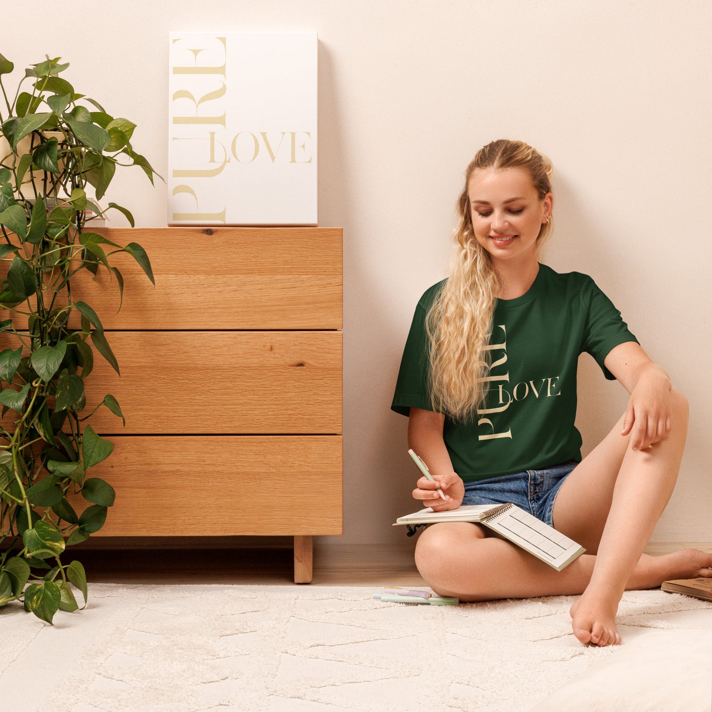 "Pure Love" Modern Typography Shirt – Premium Aesthetic Graphic Tee