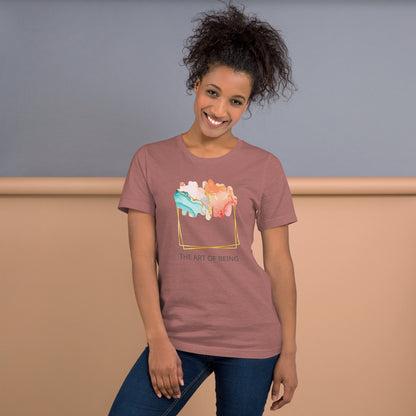 Luxe Abstract Marble Print Tee with Inspirational Quote | Elegant Boho-Chic Top