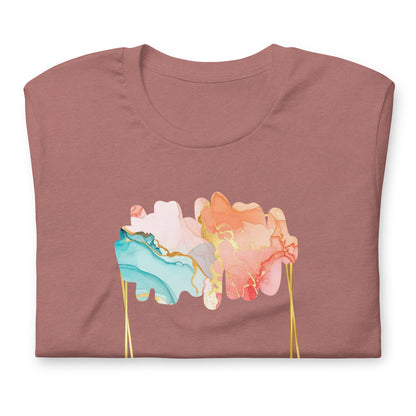 Luxe Abstract Marble Print Tee with Inspirational Quote | Elegant Boho-Chic Top