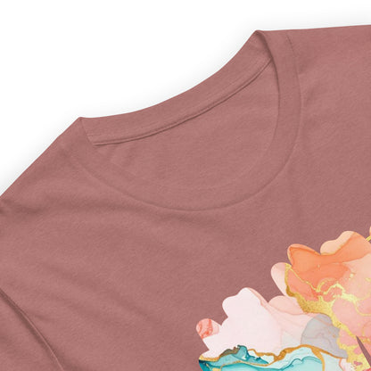 Luxe Abstract Marble Print Tee with Inspirational Quote | Elegant Boho-Chic Top