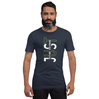 Stay Strong Vertical Typographic Tee - Modern Minimalist Urban Streetwear T-Shirt