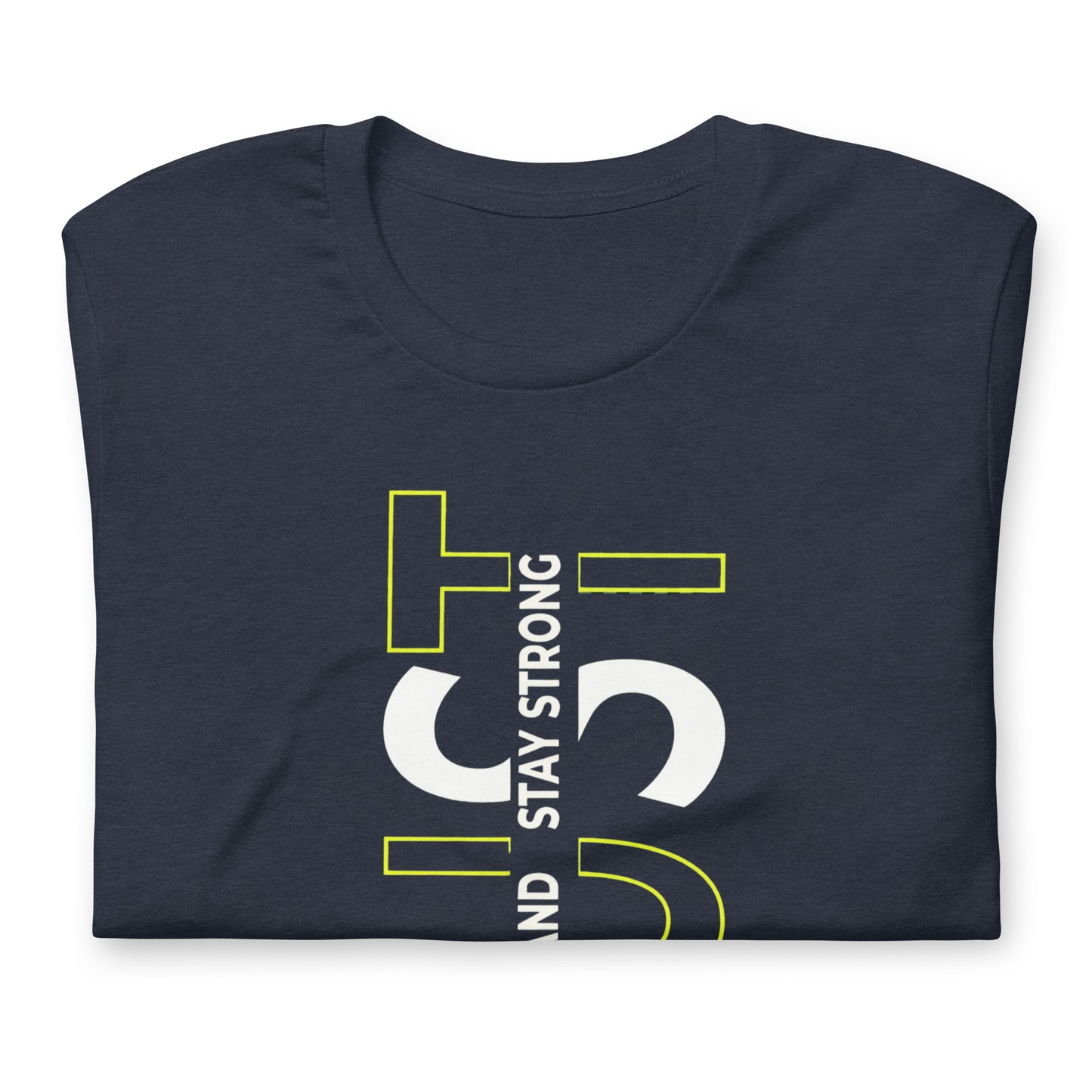 Stay Strong Vertical Typographic Tee - Modern Minimalist Urban Streetwear T-Shirt