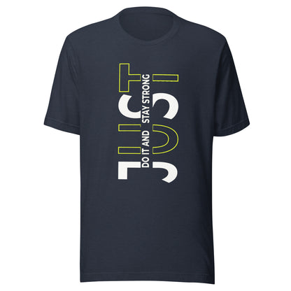 Stay Strong Vertical Typographic Tee - Modern Minimalist Urban Streetwear T-Shirt