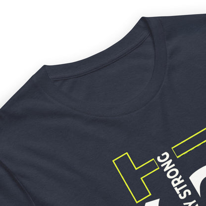 Stay Strong Vertical Typographic Tee - Modern Minimalist Urban Streetwear T-Shirt