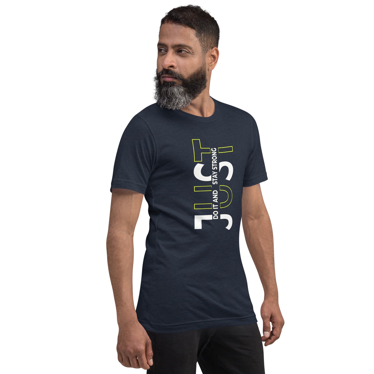 Stay Strong Vertical Typographic Tee - Modern Minimalist Urban Streetwear T-Shirt