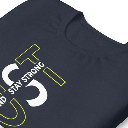 Stay Strong Vertical Typographic Tee - Modern Minimalist Urban Streetwear T-Shirt