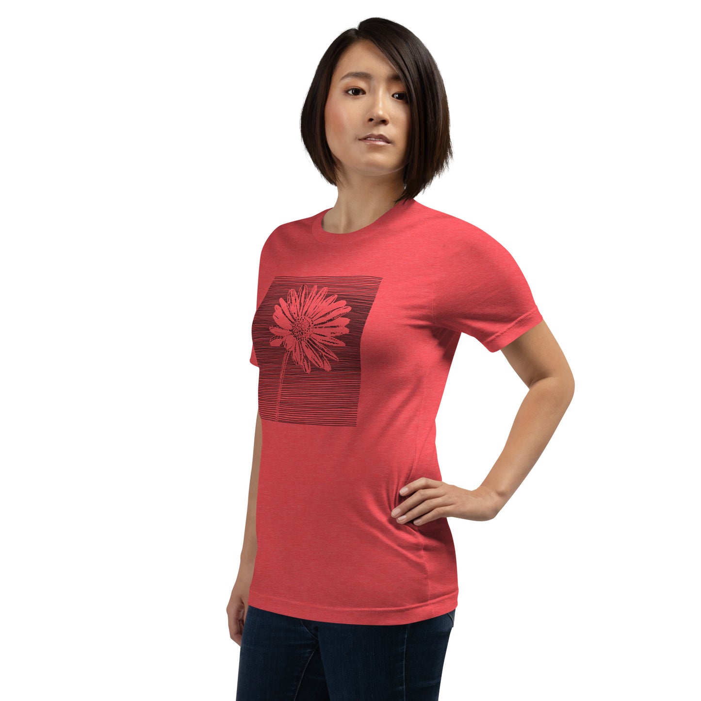 Elyx Minimalist Daisy Line Art Woman Graphic Tee