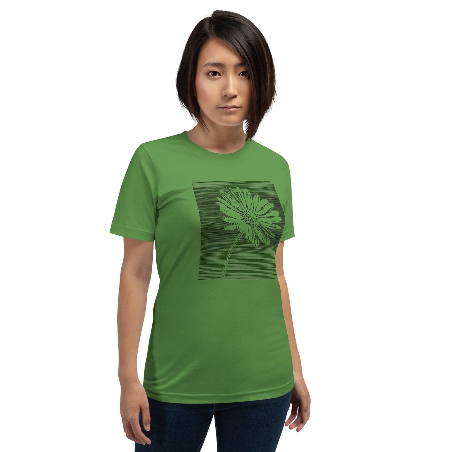 Elyx Minimalist Daisy Line Art Woman Graphic Tee