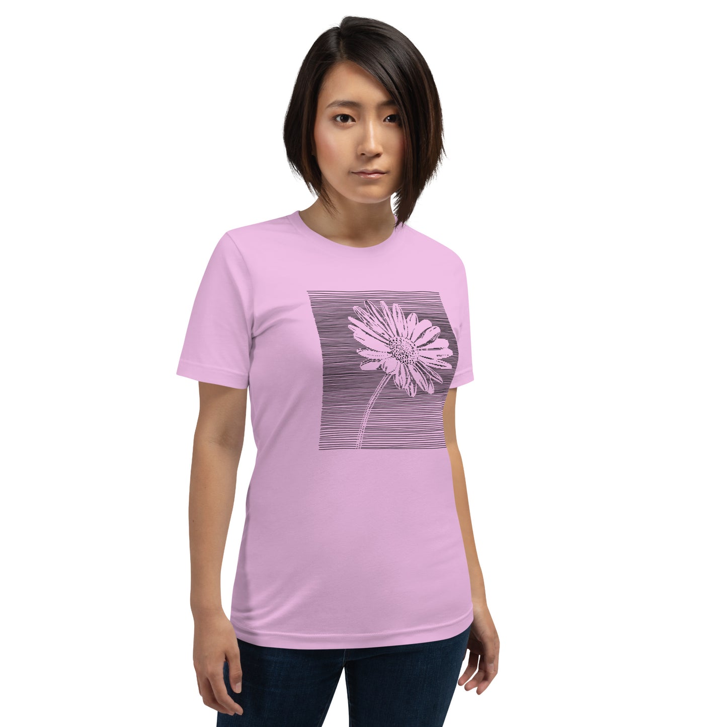 Elyx Minimalist Daisy Line Art Woman Graphic Tee