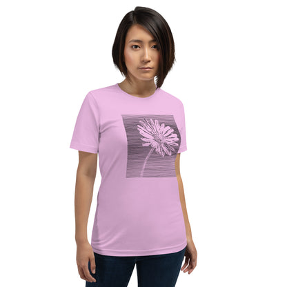 Elyx Minimalist Daisy Line Art Woman Graphic Tee