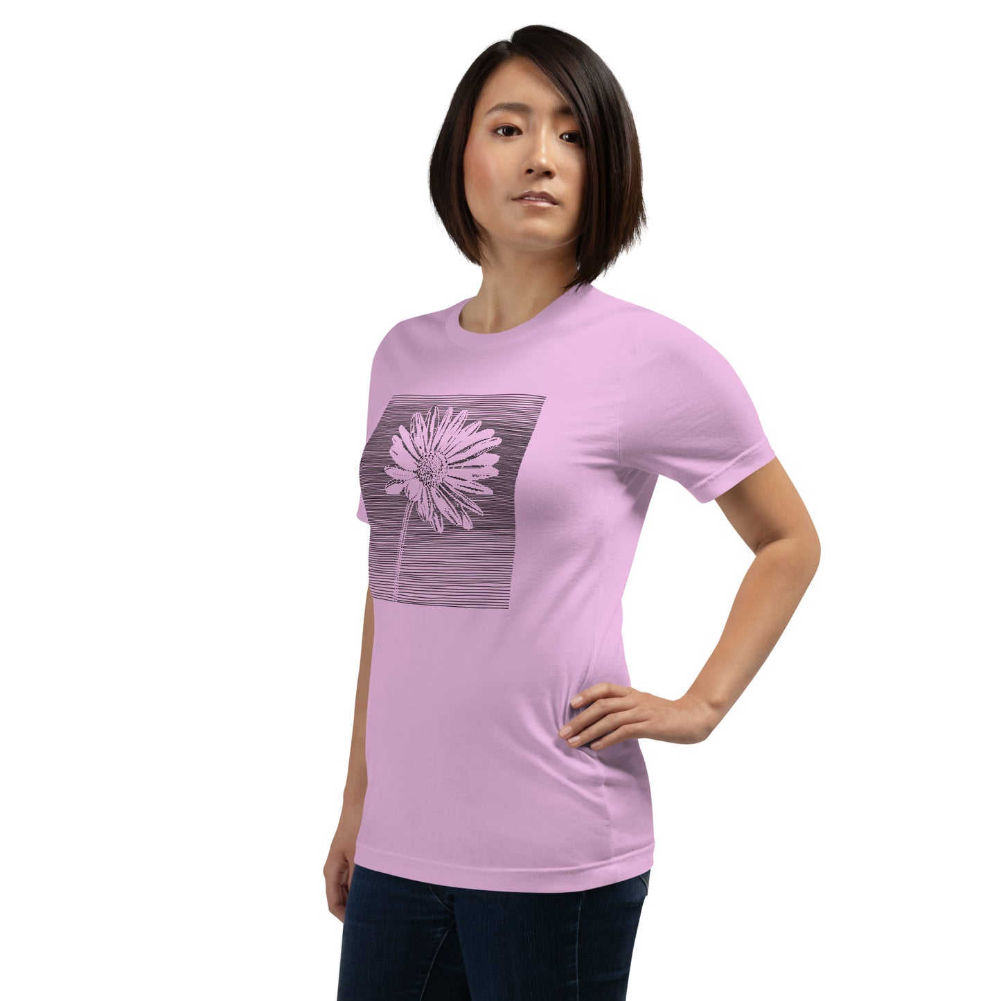 Elyx Minimalist Daisy Line Art Woman Graphic Tee